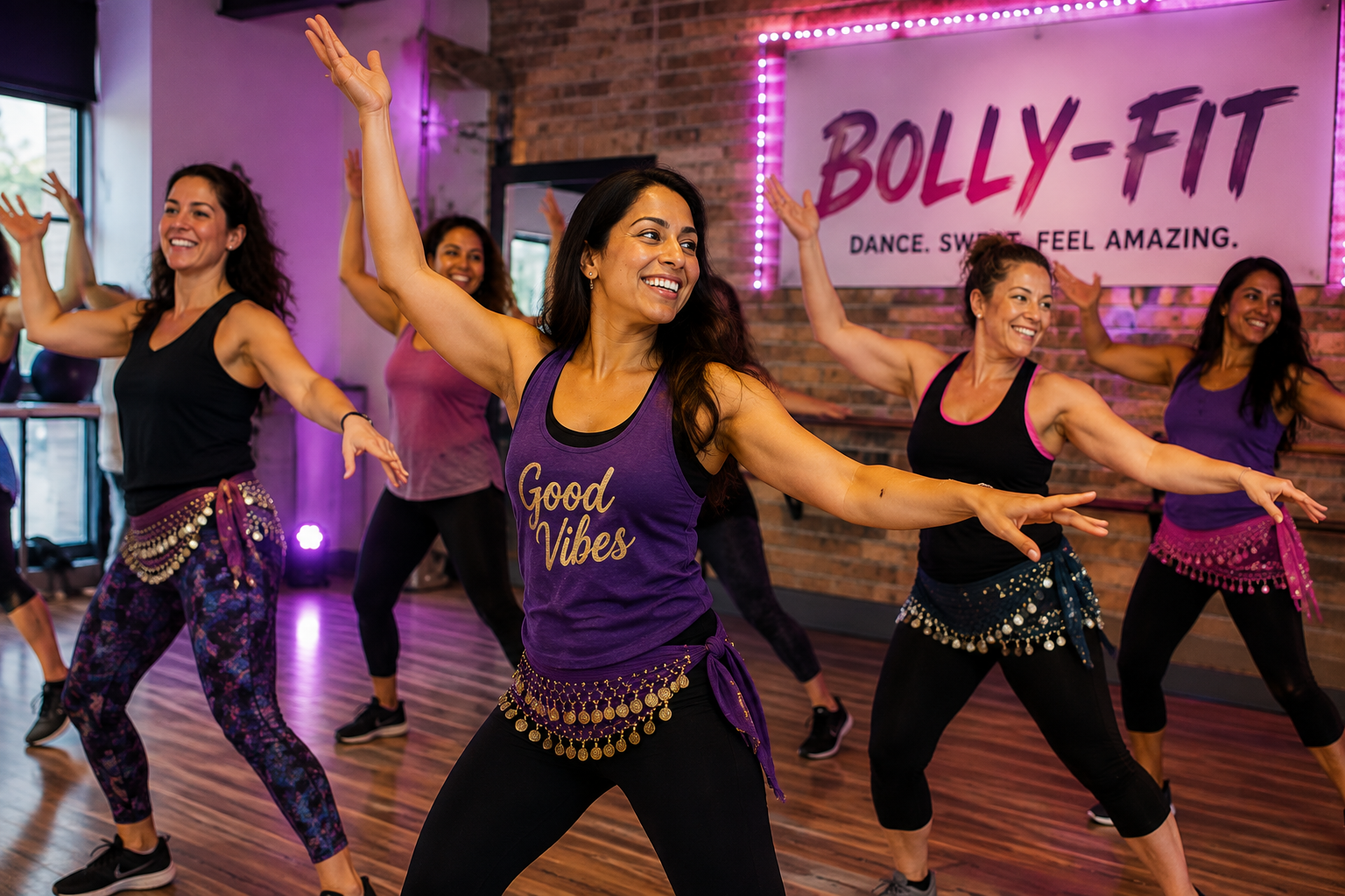 Women enjoying a Bollywood dance fitness class
